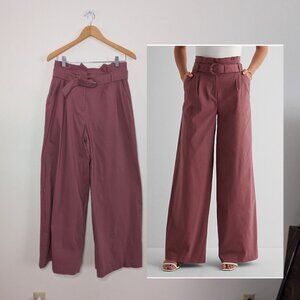 Super High Waisted Belted Paperbag Wide leg Pants